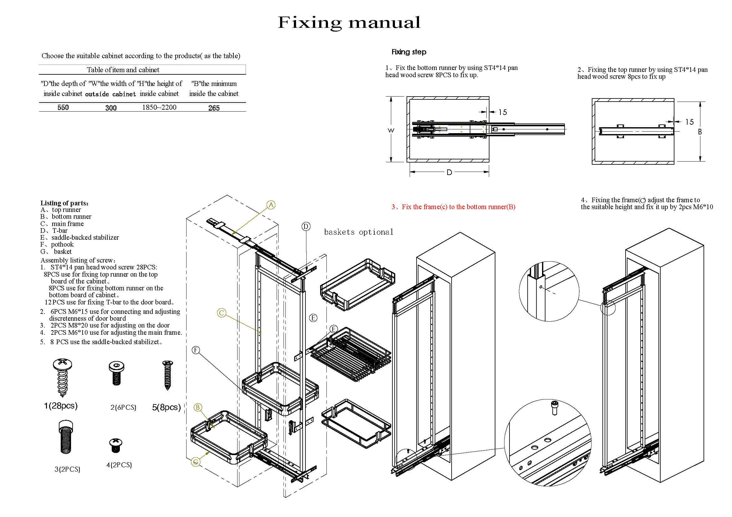 Newmatic Kitchen Hardware BK7130 Fixing Manual