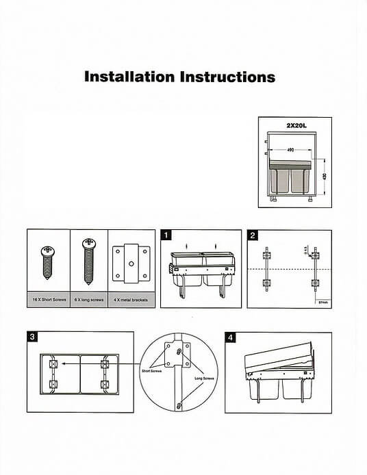 Newmatic Garbage Bin BK9010 Kitchen Hardware Instructions