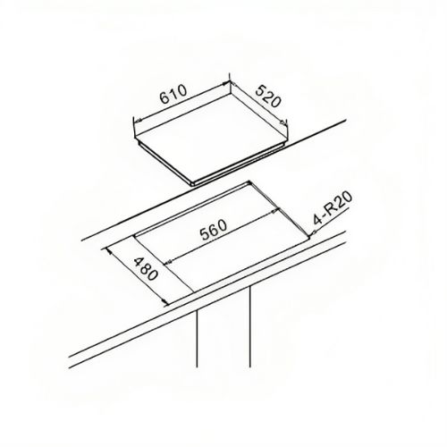 Newmatic PM640STX-N Built-in Cooker Hob Dimensions
