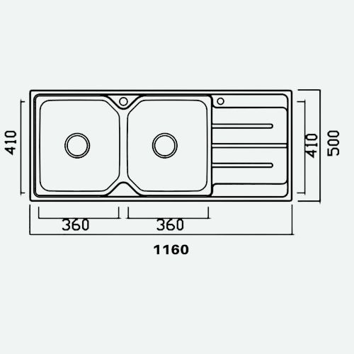 Newmatic Double 116Q Kitchen Sink Dimensions