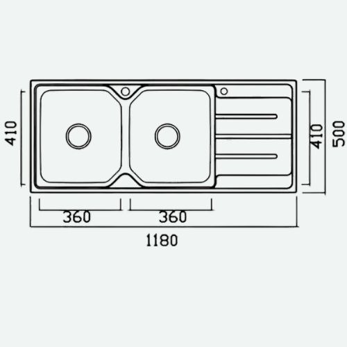 Double 118 Kitchen Sink Dimensions