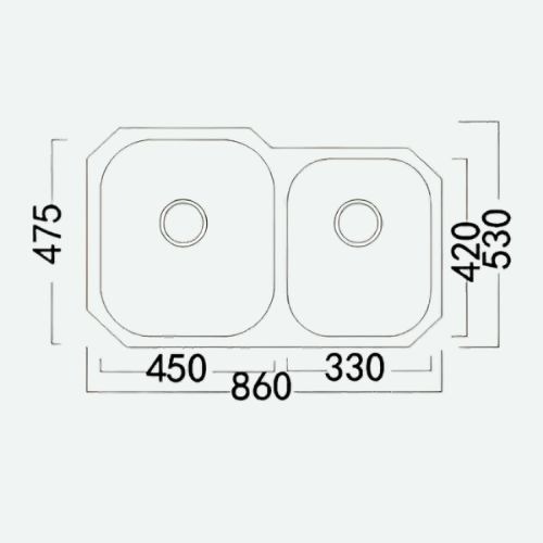 Newmatic Double U86 Undermount Sink Dimensions