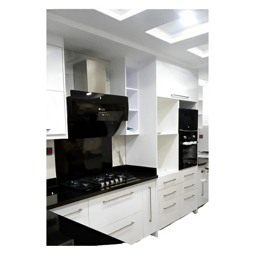 Installed Newmatic 28eps Built-in Microwave & Grill, Built-in Cooker Hob, Oven and H86.9S Wall-Mount Kitchen Hood