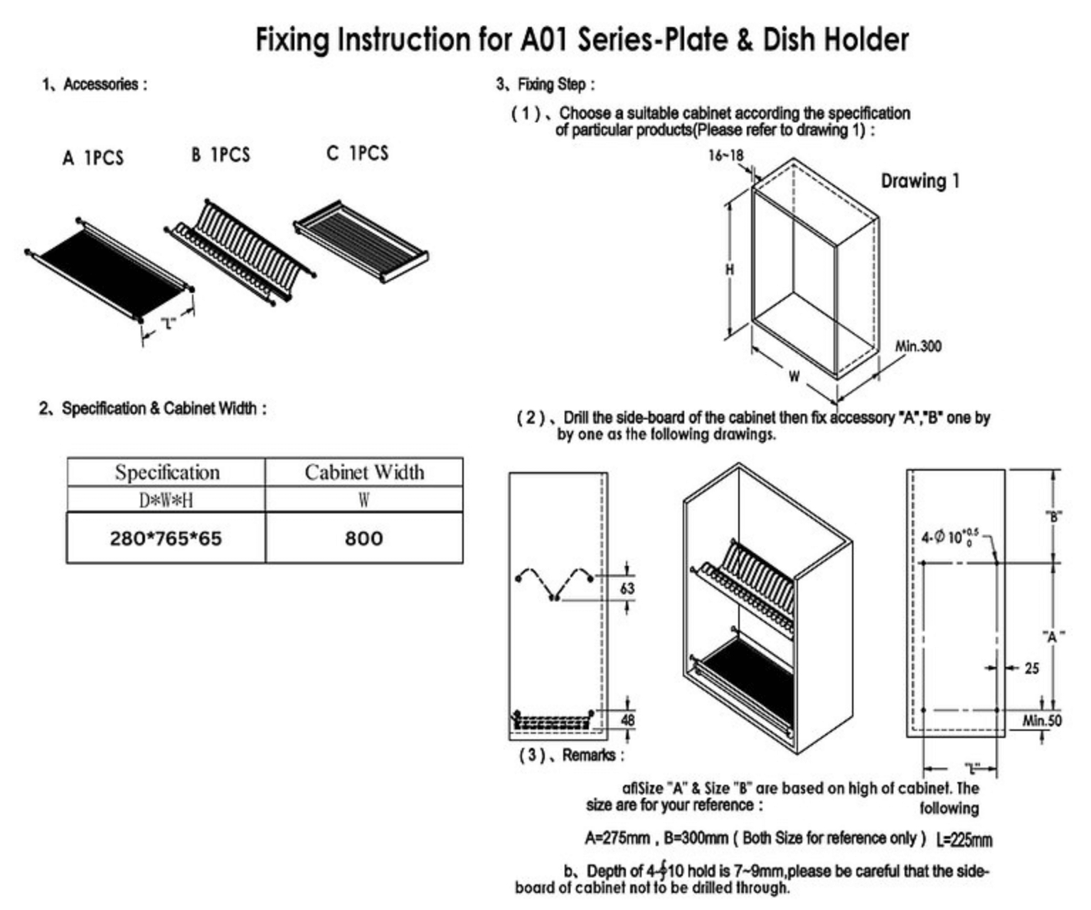 Newmatic BK8010 Kitchen Hardware Fixing Manual