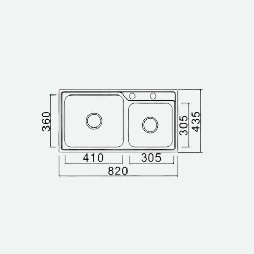 Newmatic Double 82 Kitchen Sink Dimensions in MM