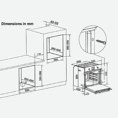 Newmatic FM673 Builtin Oven Dimensions