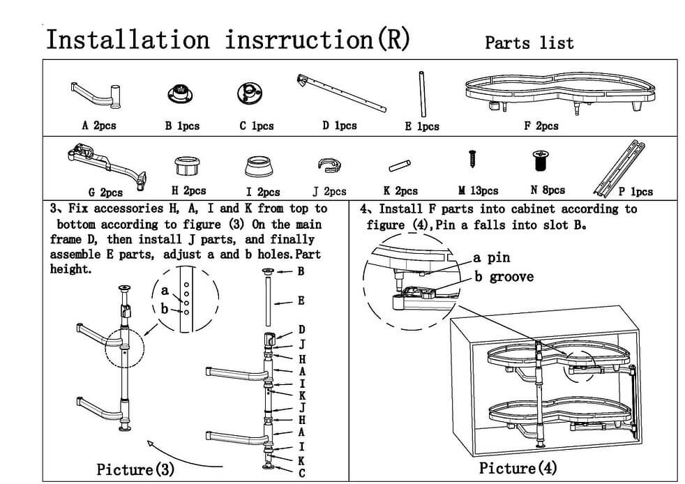 Newmatic Kitchen Hardware BK4010 Fixing Instructions