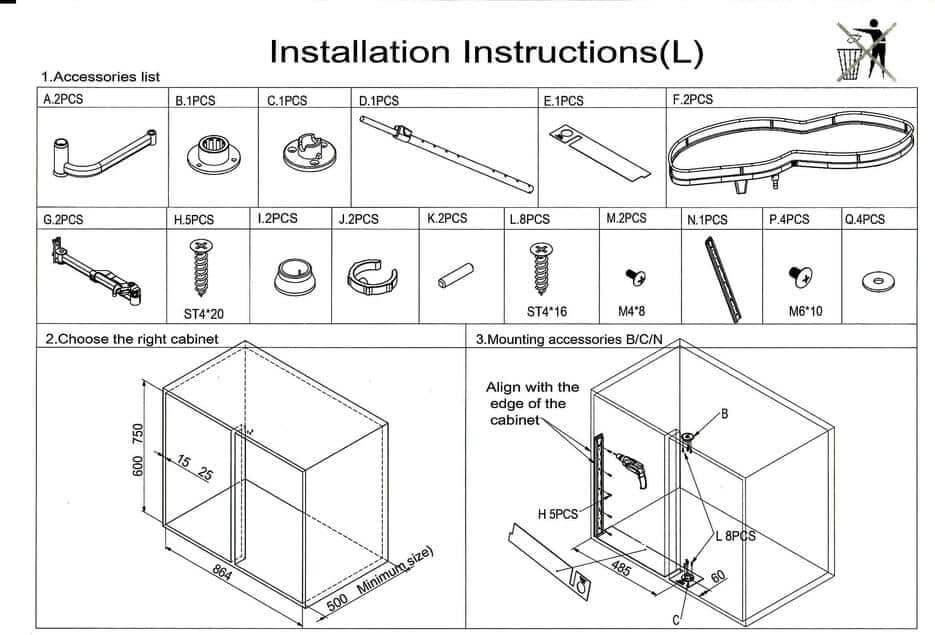 Newmatic Kitchen Hardware BK4010L Fixing Manual