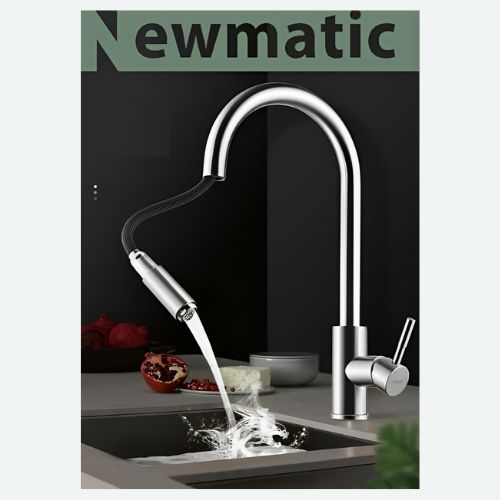 Newmatic Mixer Taps' flexible Spout for Maximum Efficiency