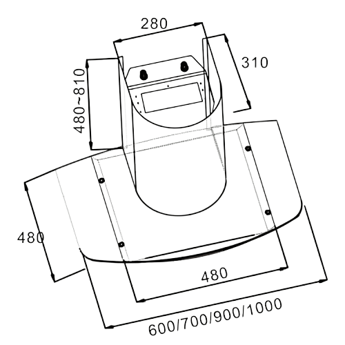 Newmatic H77.9P Kitchen Chimney Hood Dimensions