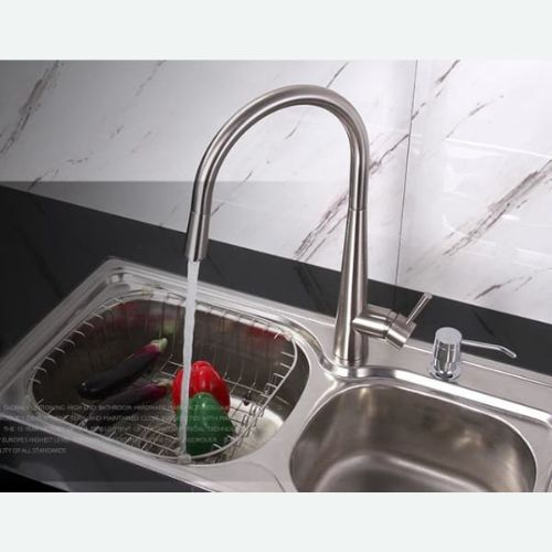 T04MF Flexi Kitchen Mixer Tap, Newmatic Double Bowl Sink and Soap Dispenser