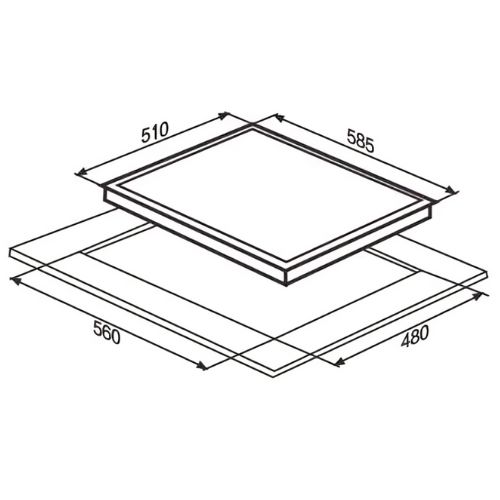 PM622FC-PRO Built-in Gas and Induction Cooker Hob Dimensions